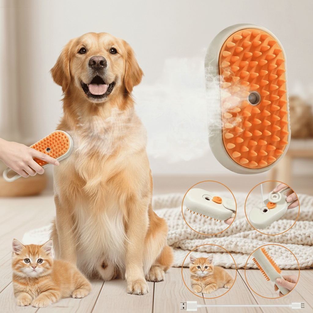 PetSoft 🐾  El cepillo a vapor que hace el aseo de tu mascota más fácil, rápido y sin estrés