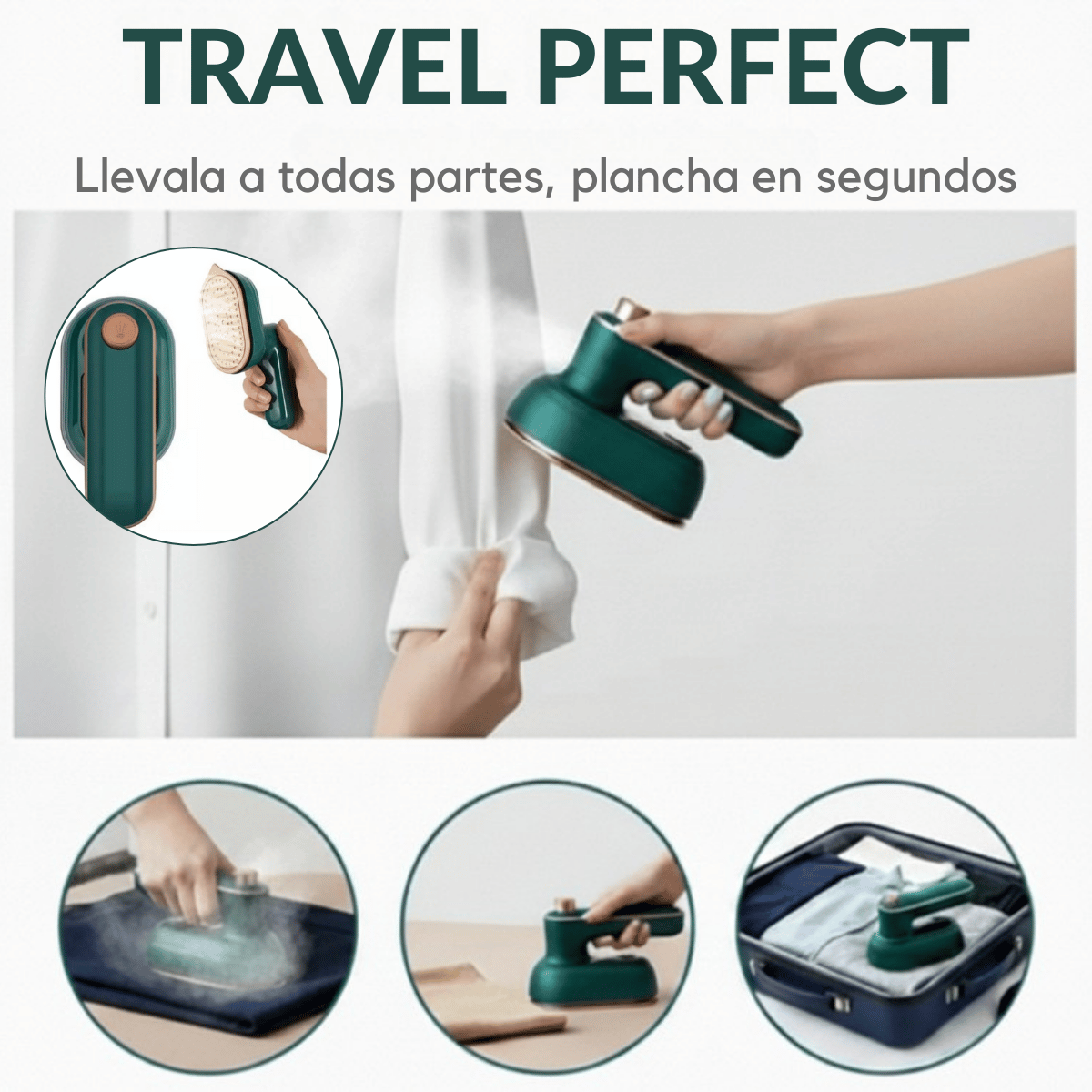 TravelPerfect®✨ Mini plancha viajera portátil para ropa impecable en cualquier lugar